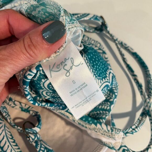 Kona Sol teal floral one piece swimsuit - Picture 6 of 8